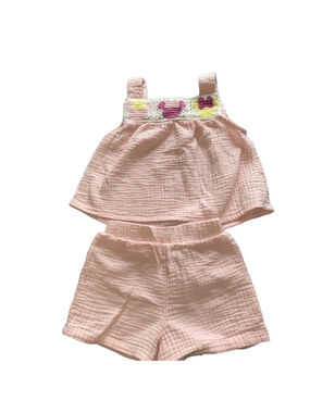 Girls Disney Junior Minnie Matching Set Pink White 100% Cotton Summer Set 24M 2T